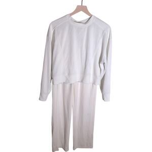 ATHLETA Cream comfy casual set with cropped sweatshirt S